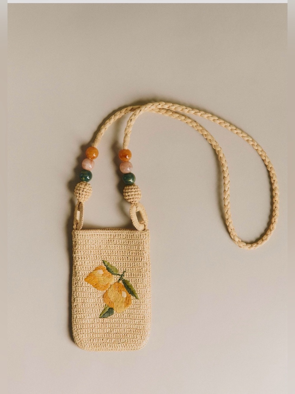 NWT Sezane Crochet Phone Pouch with Yellow Flower  hard to find